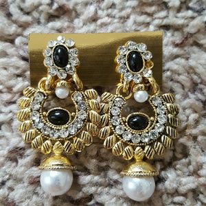 Elegant Gold & Pearl Drop Statement Earrings